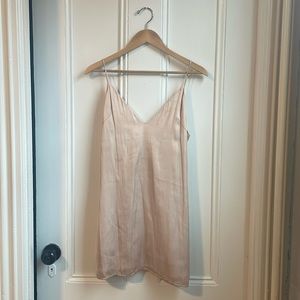 Revolve Lovers and Friends satin mini slip dress size small, champagne/pink
